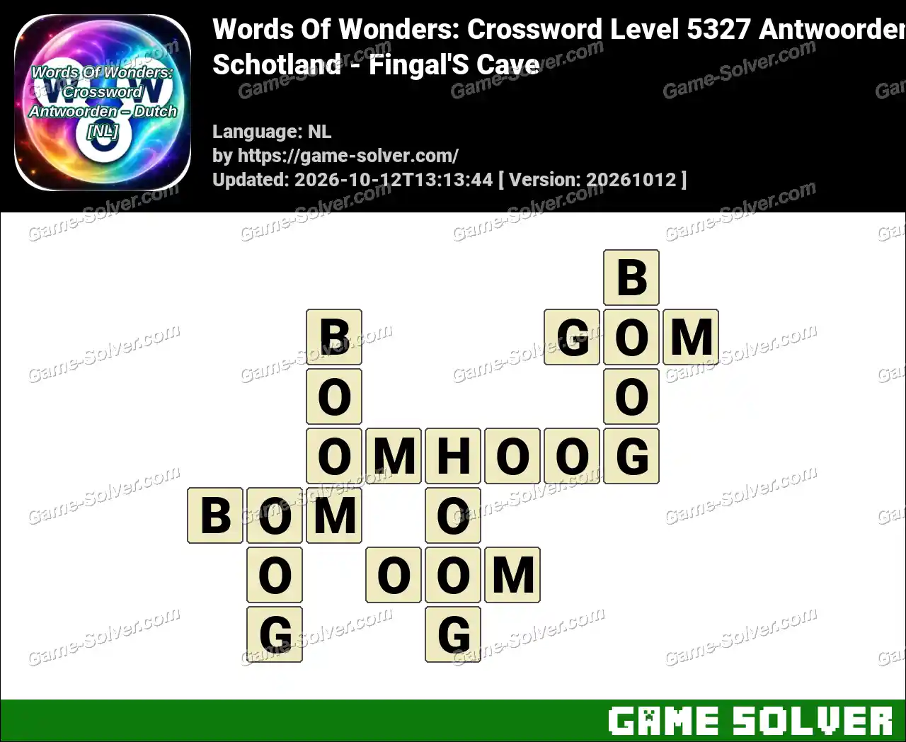 Words Of Wonders: Crossword Level 5327 Antwoorden – Schotland – Fingal’S Cave